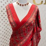 Modal silk with tissue pallu and floral plant print