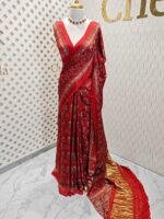 Modal silk with tissue pallu and floral plant print - Image 4
