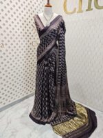 Modal silk with tissue pallu and floral design - Image 4