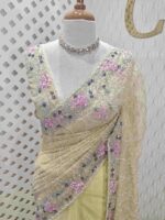 Organza with ribbon flower,cut beads and sugar beads designs
