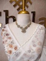 Organza with floral digital print and sequence, thread work - Image 2