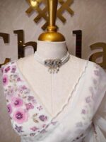 Organza with floral digital print and sequence, thread work - Image 8