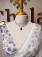 Organza with floral digital print and sequence, thread work - Image 11
