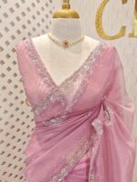 Organza with spiral beads and peal flower border - Image 23