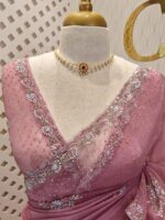 Organza with spiral beads and peal flower border - Image 24