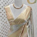 Tissue silk with geometric brocade pattern
