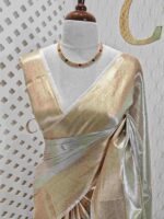 Tissue silk with geometric brocade pattern