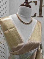 Tissue silk with geometric brocade pattern - Image 2