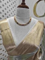 Tissue silk with geometric brocade pattern - Image 3