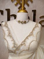 Organza with stone and  diamond scalp with temple arch border - Image 23