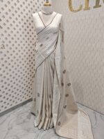 Jute silk with three flowers and leaf embroidery - Image 13