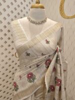 Jute silk with back stitch motif
