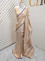 Kerala saree with check pattern and contrast colour on border - Image 16