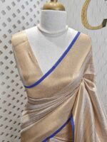 Kerala saree with check pattern and contrast colour on border - Image 14