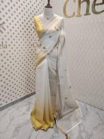 Kerala saree with marigold like flower print - Image 4