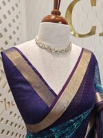 Kota silk with floral and zigzag print in box patterns - Image 2