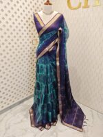 Kota silk with floral and zigzag print in box patterns - Image 4