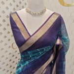 Kota silk with floral and zigzag print in box patterns