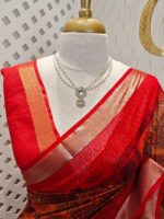 Kota silk with floral and zigzag print in box patterns - Image 6