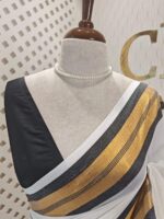 Mul cotton with golden colour on center of the border - Image 6