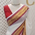 Mul cotton with golden colour on center of the border