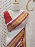Mul cotton with golden colour on center of the border
