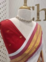 Mul cotton with golden colour on center of the border - Image 2