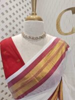 Mul cotton with golden colour on center of the border - Image 3