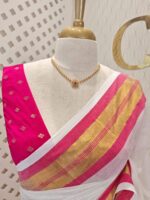 Mul cotton with golden colour on center of the border - Image 9