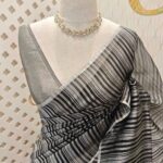 Organza banarasi with vertical stripes pattern