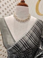 Organza banarasi with vertical stripes pattern - Image 3