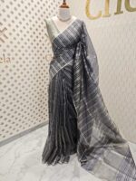 Organza banarasi with vertical stripes pattern - Image 7