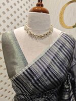Organza banarasi with vertical stripes pattern - Image 6