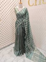 Organza banarasi with vertical stripes pattern - Image 10