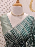 Organza banarasi with vertical stripes pattern - Image 9