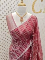 Organza banarasi with vertical stripes pattern - Image 11
