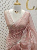 Organza banarasi with vertical stripes pattern - Image 14