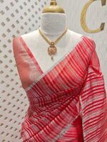 Organza banarasi with vertical stripes pattern - Image 17