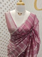 Organza banarasi with vertical stripes pattern - Image 20