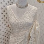Organza with floral and pearl embroidery laced pattern