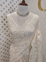 Organza with floral and pearl embroidery laced pattern