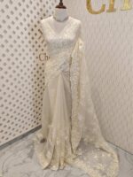 Organza with floral and pearl embroidery laced pattern - Image 4