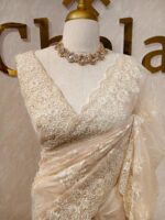Organza with floral and pearl embroidery laced pattern - Image 7