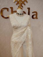 Organza with floral and pearl embroidery laced pattern - Image 8