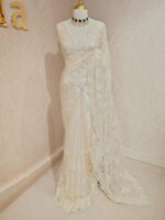Organza with floral and pearl embroidery laced pattern - Image 10