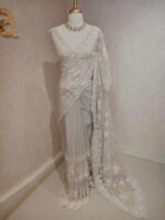 Organza with floral and pearl embroidery laced pattern - Image 12