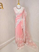 Organza with floral and pearl embroidery laced pattern - Image 14