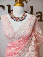 Organza with floral and pearl embroidery laced pattern - Image 16