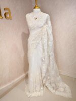 Organza with floral and pearl embroidery laced pattern - Image 17