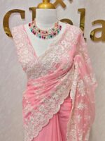 Organza with floral and pearl embroidery laced pattern - Image 21